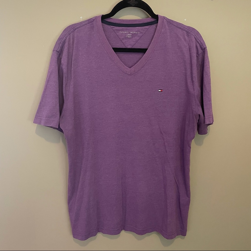 Purple Tommy Hilfiger V-Neck Tee